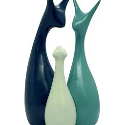 THE SACRED GIFTS Navy Blue & Green 3 Pieces Lucky Deer Family Ceramic Showpieces-image-73
