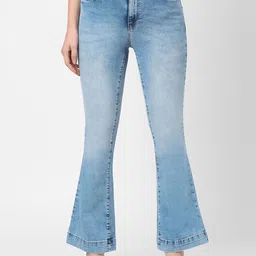 Kraus Jeans Women Solid Flared High-Rise Heavy Fade Jeans-picture-17