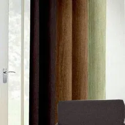 BELLA TRUE Brown & Coffee Brown Colourblocked Long Door Curtain-picture-36