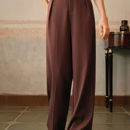 FNOCKS Women Comfort High-Rise Pleated Trousers-image-42