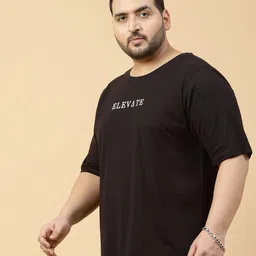 Rigo Men Plus Size Typography Printed Round Neck Cotton Oversized T-shirt image 5