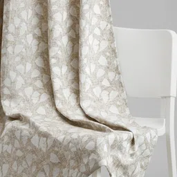 haus & kinder Brown & White Leaf Printed Room Darkening Jacquard Window Curtain image 3