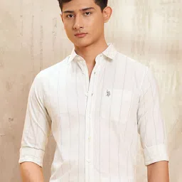 U.S. Polo Assn. Denim Co. Men Vertical Striped Spread Collar Cotton Casual Shirt-picture-21