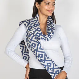 Contrast Living Women Geometric Printed Cotton Scarf-image-22