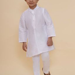 Sethukrishna Boys Floral Regular Dupion Silk Kurta with Dhoti Pants-picture-37