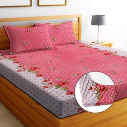 moonroof Cotton Double Fitted (Elastic) 244 TC Printed Bedsheet image 1