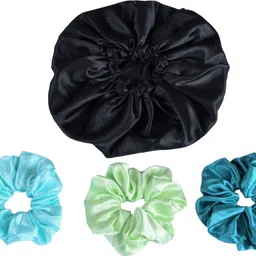 nnr Satin Silk Bonnet for Hair And skin care, Shower Cap & Scrunchies Combo-picture-12