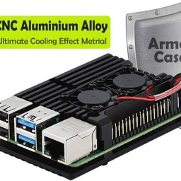 techsupreme Raspberry Pi 4 Armor Case Cooling Heatsink for Raspberry Pi 4 Model/Pi 4B (Raspberry Pi 4 Armor Case with Dual Fan, Black) Electronic Components Electronic Hobby Kit image 2