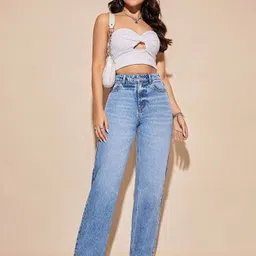 nstrader Women Regular High Rise Light Blue Jeans image 5