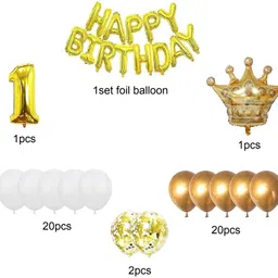 r g accessories Gold White Balloons Combo Kit Of 45 Pcs For Party Decorations image 2