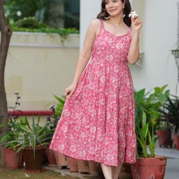 liaparo Women Fit and Flare Pink Midi/Calf Length Dress-picture-11