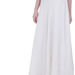 muzun Women Solid Flared White Skirt image 3