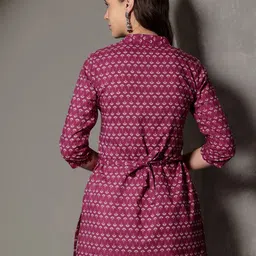 varun handicraft Formal Regular Sleeves Printed Women Maroon Top image 4