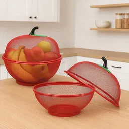 health tag Apple Shape Fruits &rf65 Vegetables Basket for Kitchen With Net Cover Stainless Steel Fruit & Vegetable Basket-picture-22