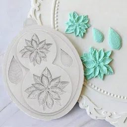 legacycart Silicone Fondant & Gum paste Mould Skytail Christmas Holly Leaves & Poinsettia Flower Shaped Silicone Fondant Molds Chocolate Dessert Molds for Baking Chocolate Candy Sugar Cake Decorations Polymer Clay Wax DIY Sugar Crafts Xmas Moulds image 4