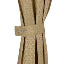 Beige Polyester Solid 7 Ft Semisheer Eyelet 2 Door Curtains By Deco Window image 5