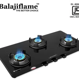 balajiflame 3 Burner Toughened Glass Cooktop Manual Ignition | ISI Certified | Glass Manual Gas Stove-picture-11