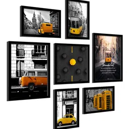 art street Paper Framed Poster Tram Travel Set Of 7 Art Print image 5