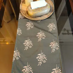 akira Feast in Style with Our Dark Green & Golden Orange Leaf Table Runner 12 72 Inches of Trendy Perfection image 1