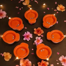 LED Water Sensor Diya – Automatic Water Activated Flameless Diya for Diwali Plastic (Pack of 12) Table Diya Set-image-11