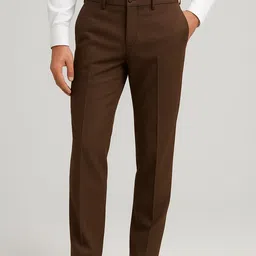 Men Regular Fit Black, Cream, Brown Polycotton Trousers-image-1