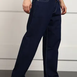 angergood Men Loose Fit Mid Rise Dark Blue Jeans image 4