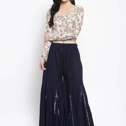 omaya Women Relaxed Blue Viscose Rayon Trousers image 5