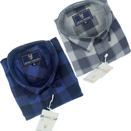 hems trends Men Regular Fit Checkered Curved Collar Casual Shirt-picture-23