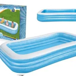 tiny tales Inflatable (IND*96) Pool Blue Rectangular Pool With Free Pump Inflatable Swimming Pool image 3