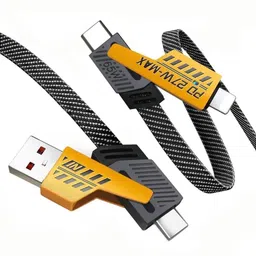 MAK USB Type C Cable 3 A 1 m TPE 4-in-1 Flat Braided Fast Charging Cable 3A | 65W High-Speed Power Delivery for Multiple Devices-image-17