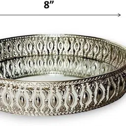 dgh Round Mini German Silver Tray | Silver Plated | Round Decorative Tray Tray image 3