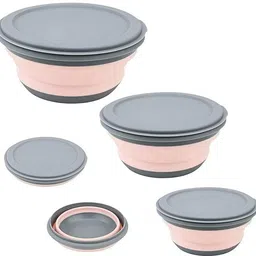 quantcomm Silicone Serving Bowl Collapsible BPA Free Airtight Silicone Camping Bowls Set Of 3-picture-38