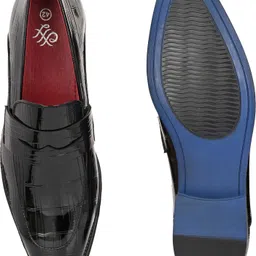 House Of Pataudi Men Black Faux Leather Formal Slip On Loafers Slip On For Men image 2