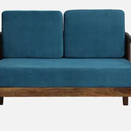 woodsworth from pepperfry Desna Sheesham Wood 2 Seater Sofa In Blue Colour image 5