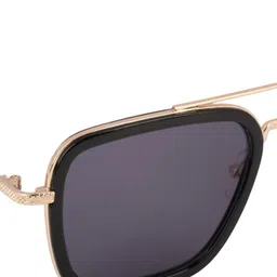 DukieKooky Unisex Kids Black Lens & Gold-Toned Aviator Sunglasses with image 2