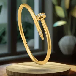 RKB Sales Women Cubic Zirconia Antique Gold-Plated Kada Bracelet-picture-11