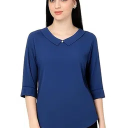 BIS CREATIONS Peter Pan Collar Georgette Top-image-74