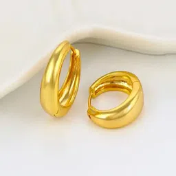 SHREE JU Unisex Stainless Steel Gold Plated Circular Half Hoop Earrings-image-11