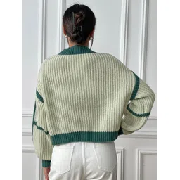 StyleCast x Revolte Green & White Striped Shrug image 5