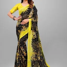 GHAN SALS Floral Printed Poly Chiffon Baluchari Saree-picture-23