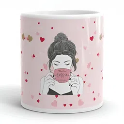 Mr UVD White & Pink Graphic Printed Ceramic Matte Mugs 350 ml-picture-19