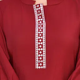 VIBE VISION Floral Embroidered Mandarin Collar Tunic & Trouser image 2