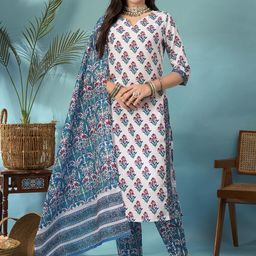 anouk rustic Anouk Women Floral Printed Regular Kurta with Trousers & With Dupatta-picture-11