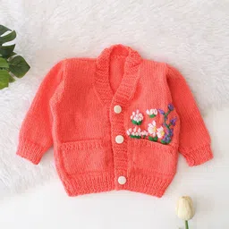 Woonie Unisex Kids Floral Cardigan with Embroidered Detail-image-96