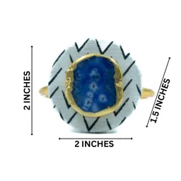 loomsarte Black & White Cotton Fabric Coated Mdf Napkin Ring With Agate And Coaster Set Of 4 image 4