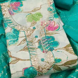 Maroosh Floral Printed Beads & Stones Unstitched Dress Material-picture-38