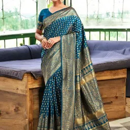 KALINI Woven Design Zari Silk Blend Banarasi Saree-picture-38