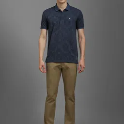 Louis Philippe Men Floral Printed Polo Collar Cotton T-shirt image 4