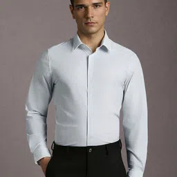 Louis Philippe Slim Fit Abstract Printed Spread Collar Shirt-image-92