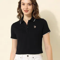U.S. Polo Assn. Women Women Polo Collar Applique T-shirt-image-47